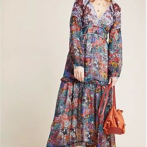 Anthropologie Maeve Annabella Tiered Maxi Dress 4 NWOT
